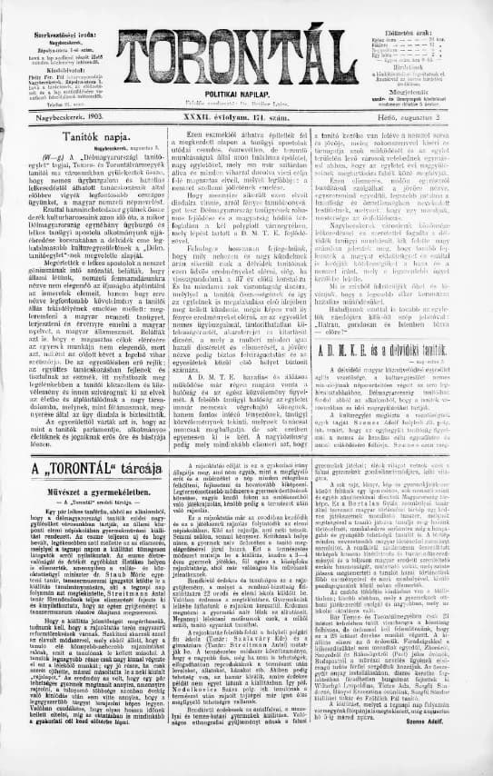 Torontál, 32. évf. 1903. augusztus 3. 174. sz.