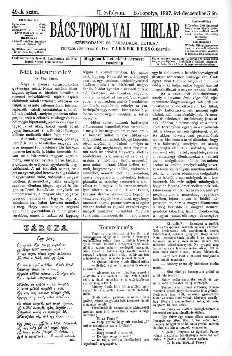 Bács-Topolyai Hirlap, 2. évf. 1897. december 5. 49. sz.
