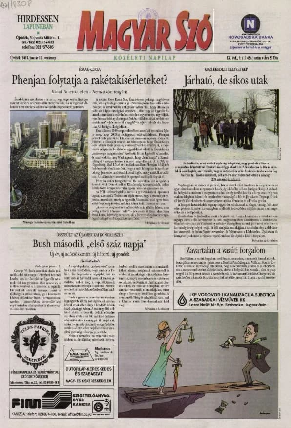 Magyar Szó, 60. évf. 2003. január 12. 9. sz. 1–24. oldal