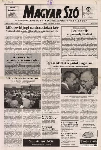 Magyar Szó, 58. évf. 2001. július 10. 158. sz. 1–16. oldal