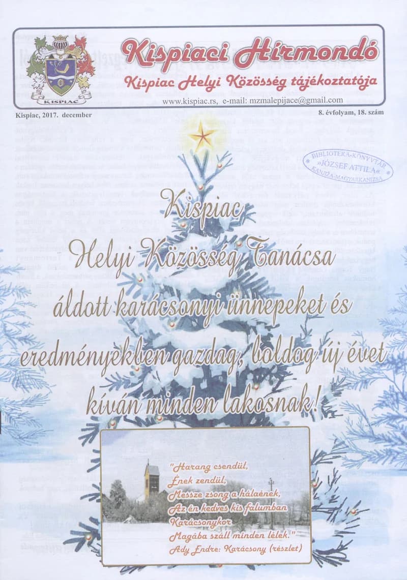 Kispiaci Hírmondó, 8. évf. 2017. december. 18. sz.