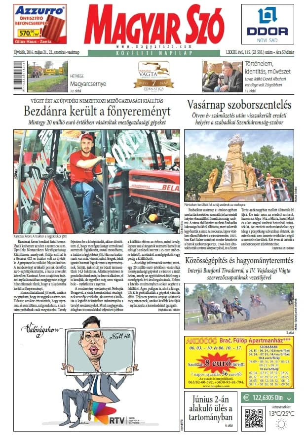 Magyar Szó, 73. évf. 2016. május 21. – 22. 115. sz. 1–42. oldal