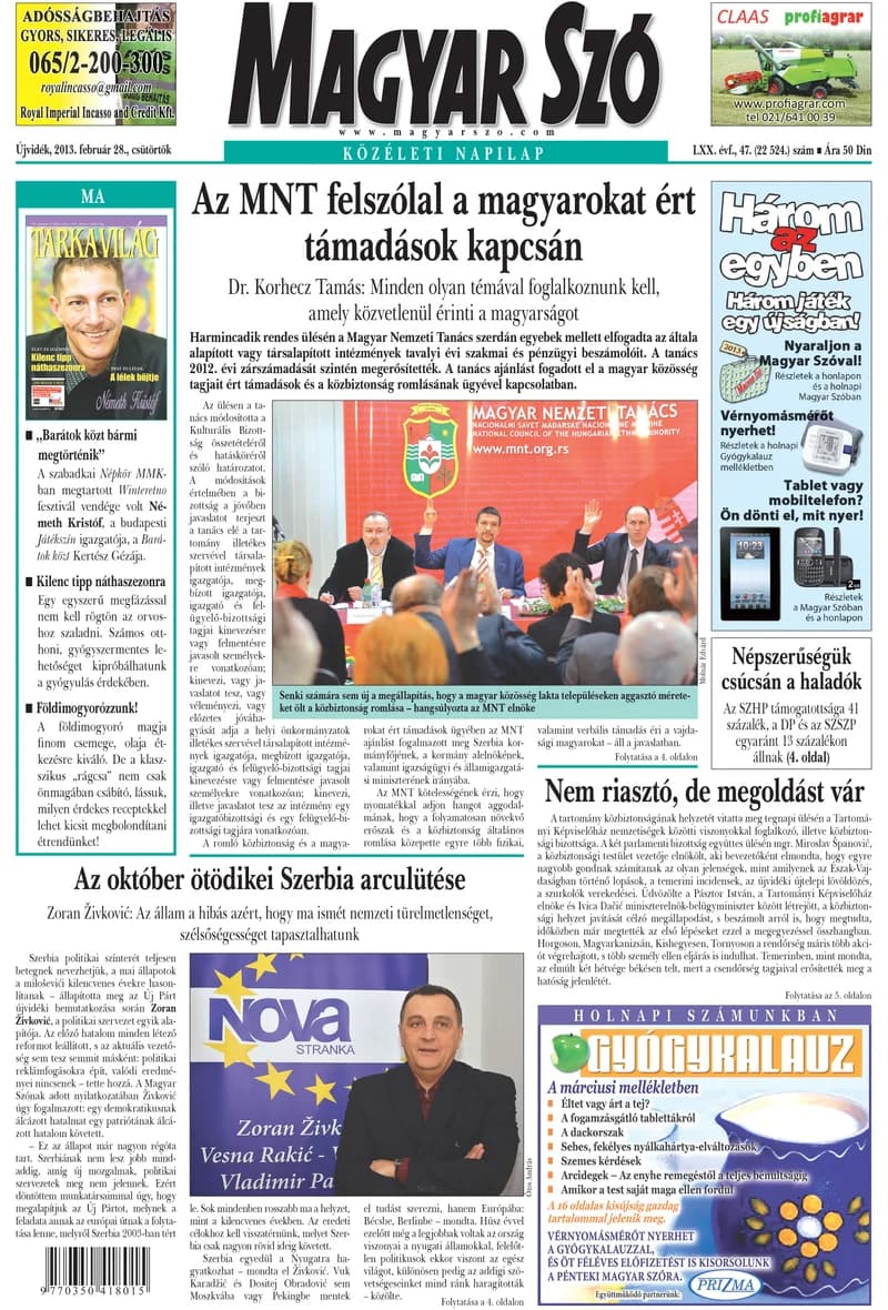 Magyar Szó, 70. évf. 2013. február 28. 47. sz. 1–20. oldal