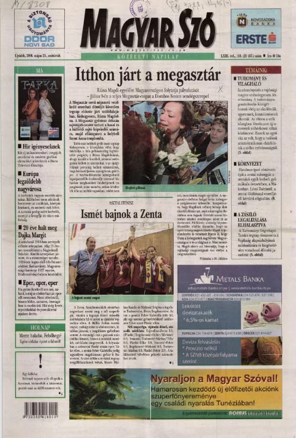 Magyar Szó, 63. évf. 2006. május 25. 118. sz. 1–20. oldal