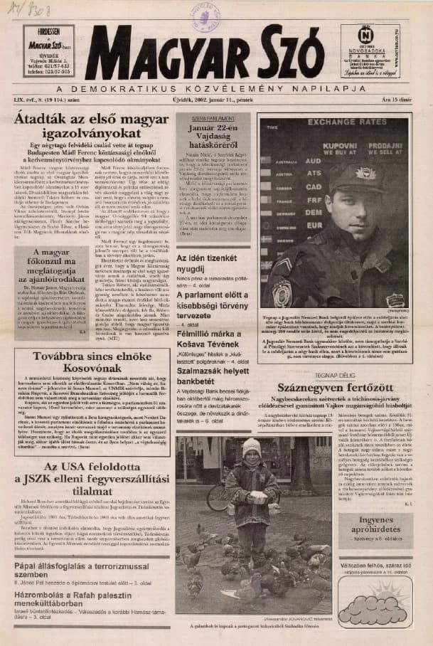 Magyar Szó, 59. évf. 2002. január 11. 8. sz. 1–16. oldal