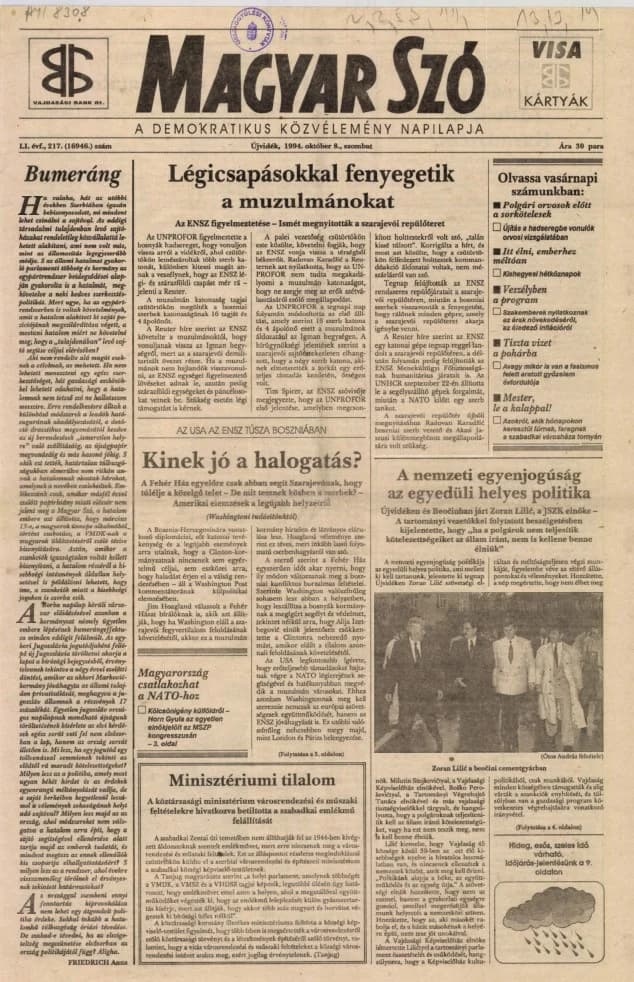 Magyar Szó, 51. évf. 1994. október 8. 217. sz. 1–16. oldal