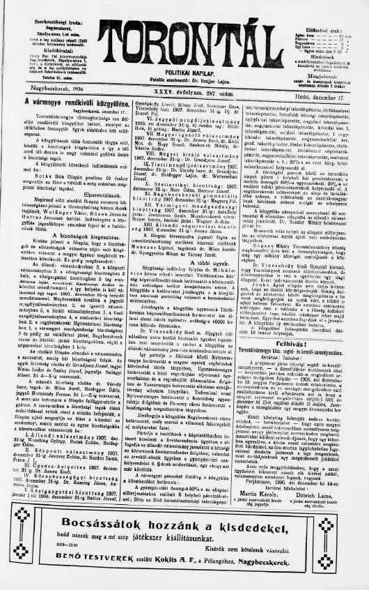Torontál, 35. évf. 1906. december 17. 287. sz.