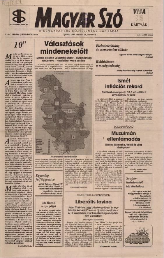 Magyar Szó, 50. évf. 1993. október 28. 291–294. sz. 1–16. oldal