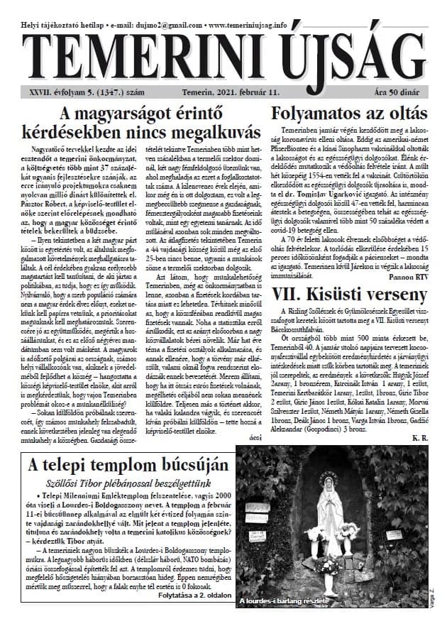 Temerini Újság, 27. évf. 2021. február 11. 5. sz.