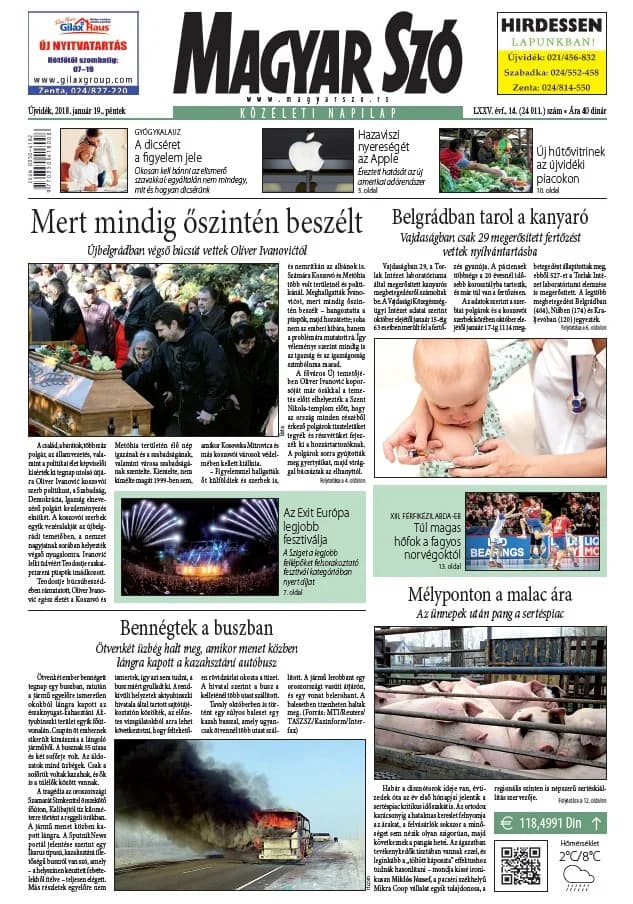 Magyar Szó, 75. évf. 2018. január 19. 14. sz.