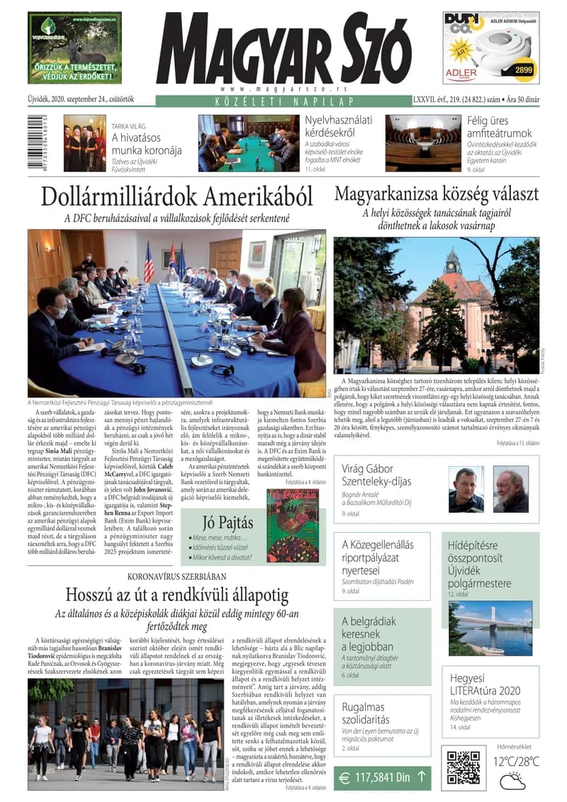 Magyar Szó, 77. évf. 2020. szeptember 24. 219. sz. 1–20. oldal