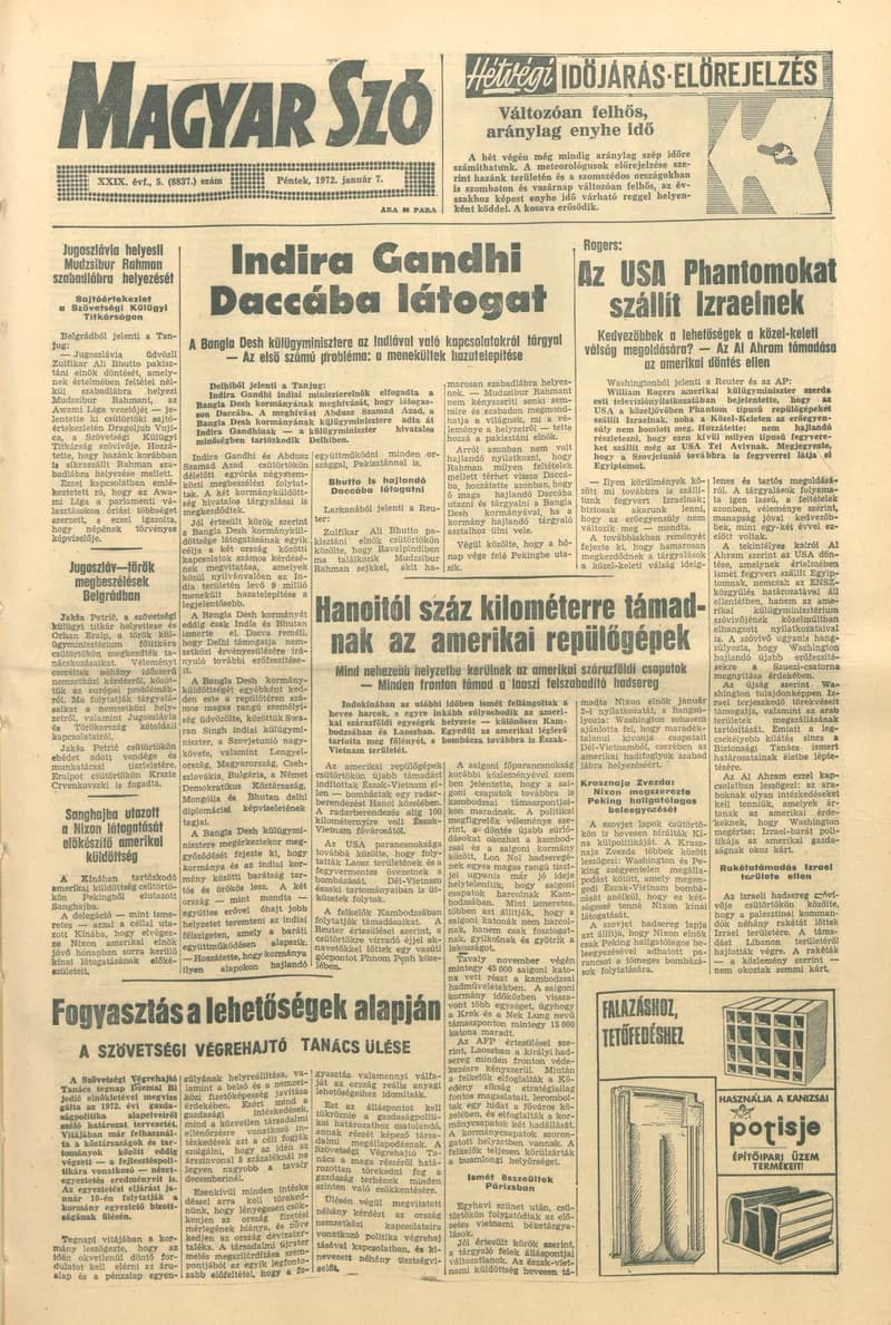 Magyar Szó, 29. évf. 1972. január 7. 5. sz. 1–12. oldal