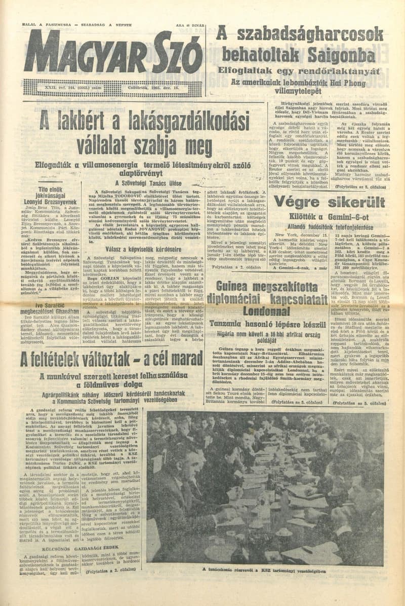 Magyar Szó, 22. évf. 1965. december 16. 344. sz.