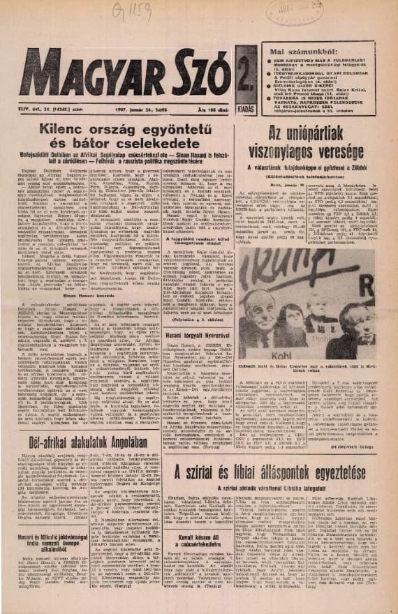 Magyar Szó, 44. évf. 1987. január 26. 24. sz. 1–20. oldal