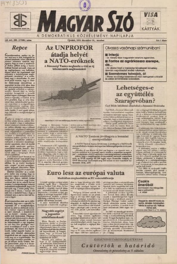 Magyar Szó, 52. évf. 1995. december 16. 292. sz. 1–16. oldal