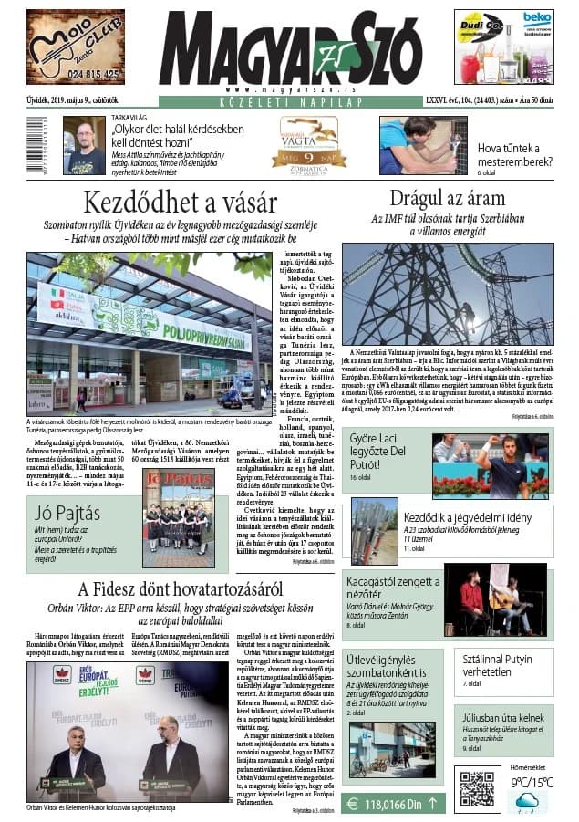 Magyar Szó, 76. évf. 2019. május 9. 104. sz. 1–20. oldal
