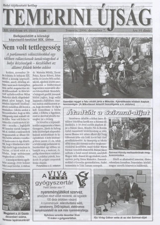 Temerini Újság, 12. évf. 2006. december 7. 49. sz.