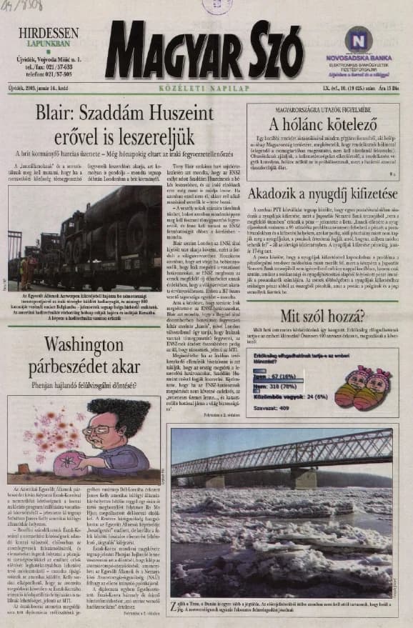Magyar Szó, 60. évf. 2003. január 14. 10. sz. 1–16. oldal