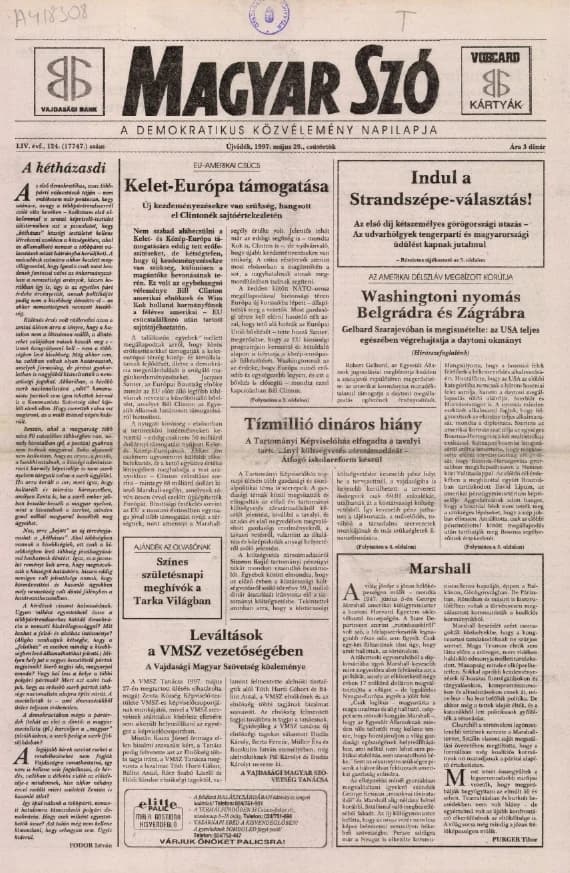 Magyar Szó, 54. évf. 1997. május 29. 124. sz. 1–16. oldal