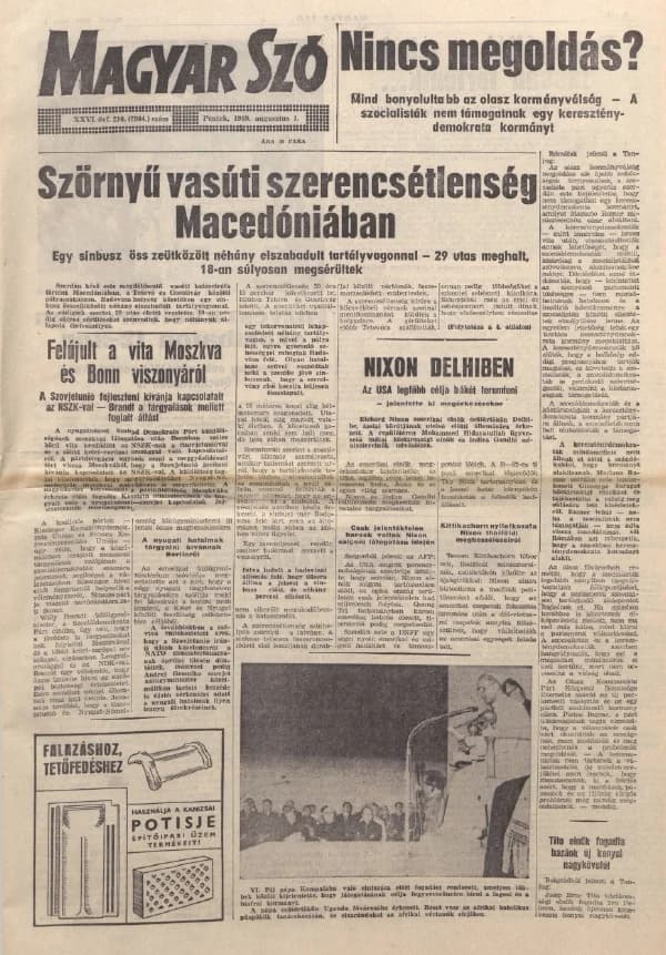 Magyar Szó, 26. évf. 1969. augusztus 1. 210. sz. 1–16. oldal