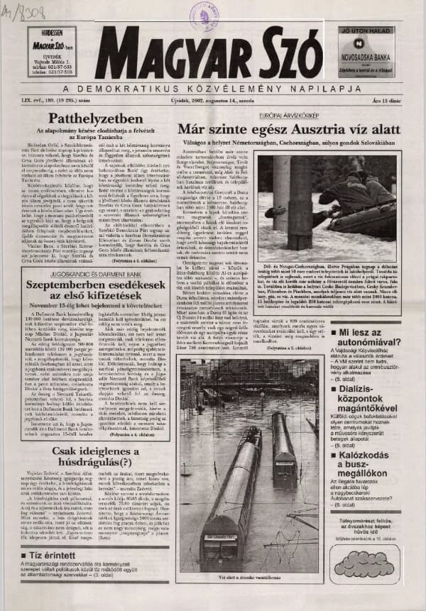 Magyar Szó, 59. évf. 2002. augusztus 14. 189. sz. 1–16. oldal