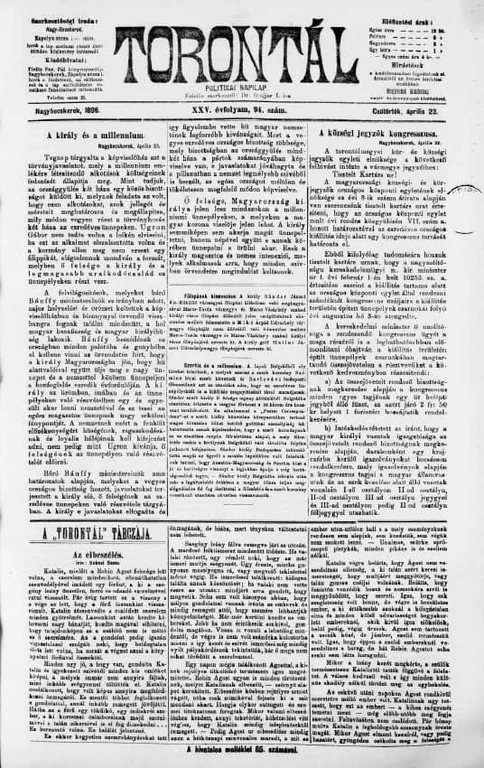 Torontál, 25. évf. 1896. április 23. 94. sz.