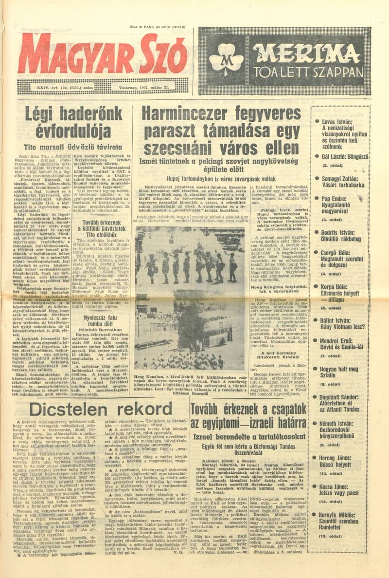Magyar Szó, 24. évf. 1967. május 21. 136. sz. 1–24. oldal