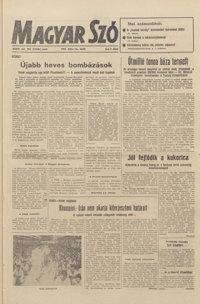Magyar Szó, 39. évf. 1982. július 26. 203. sz. 1–8. oldal