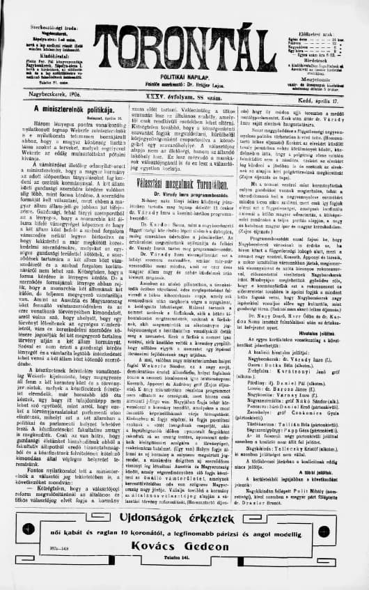 Torontál, 35. évf. 1906. április 17. 88. sz.