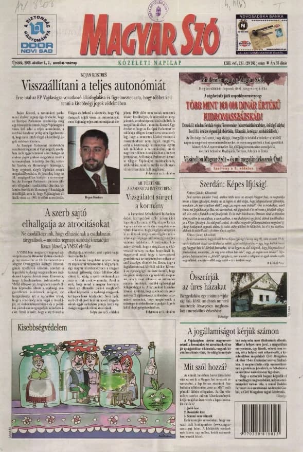 Magyar Szó, 62. évf. 2005. október 1. – 2. 231. sz. 1–12. oldal