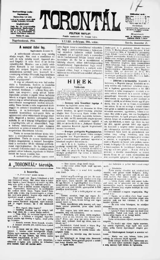 Torontál, 33. évf. 1904. december 21. 291. sz.