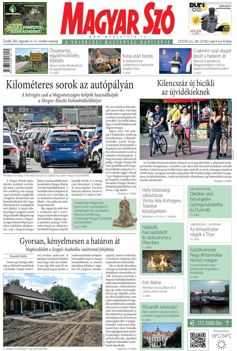 Magyar Szó, 78. évf. 2021. augusztus 14. – 15. 188. sz. 1–32. oldal