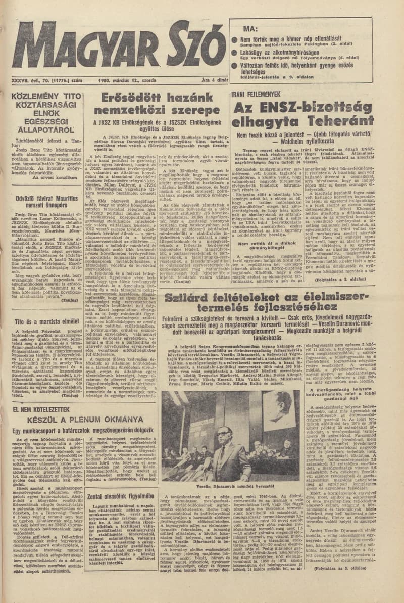 Magyar Szó, 37. évf. 1980. március 12. 70. sz. 1–20. oldal