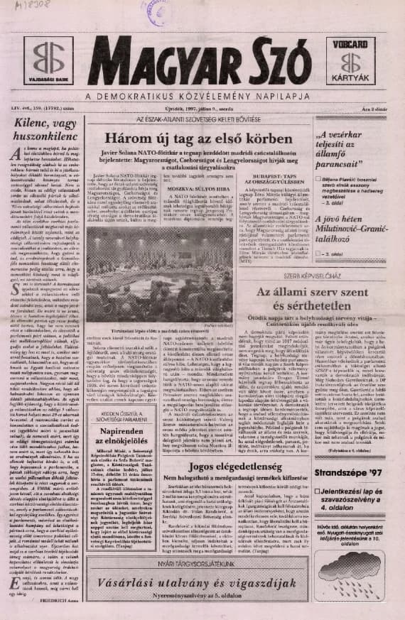 Magyar Szó, 54. évf. 1997. július 9. 159. sz. 1–16. oldal