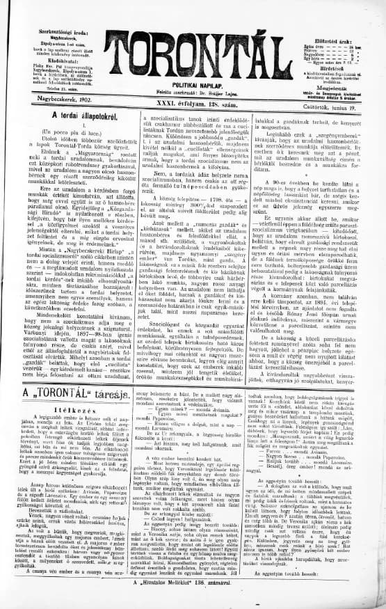 Torontál, 31. évf. 1902. június 19. 138. sz.
