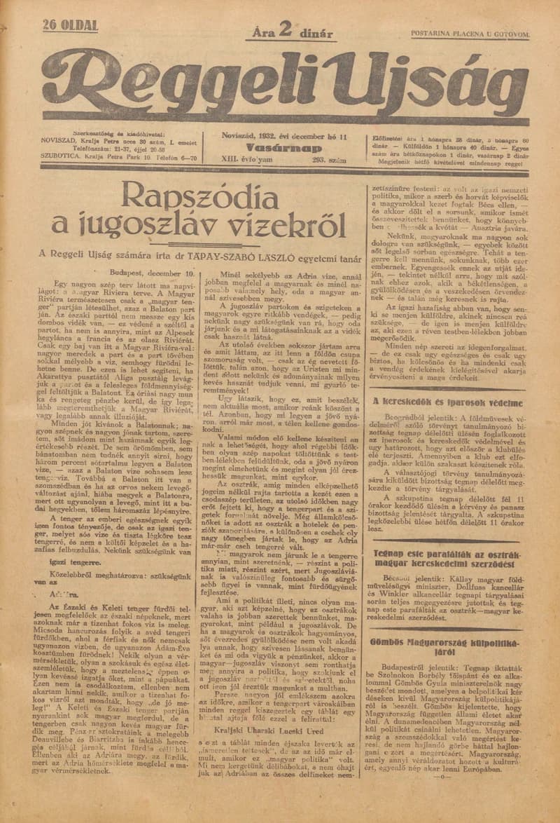 Reggeli Újság, 13. évf. 1932. december 11. 293. sz.
