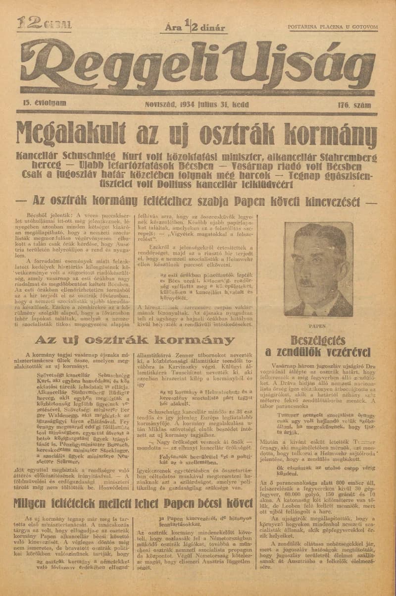 Reggeli Újság, 15. évf. 1934. július 31. 176. sz.