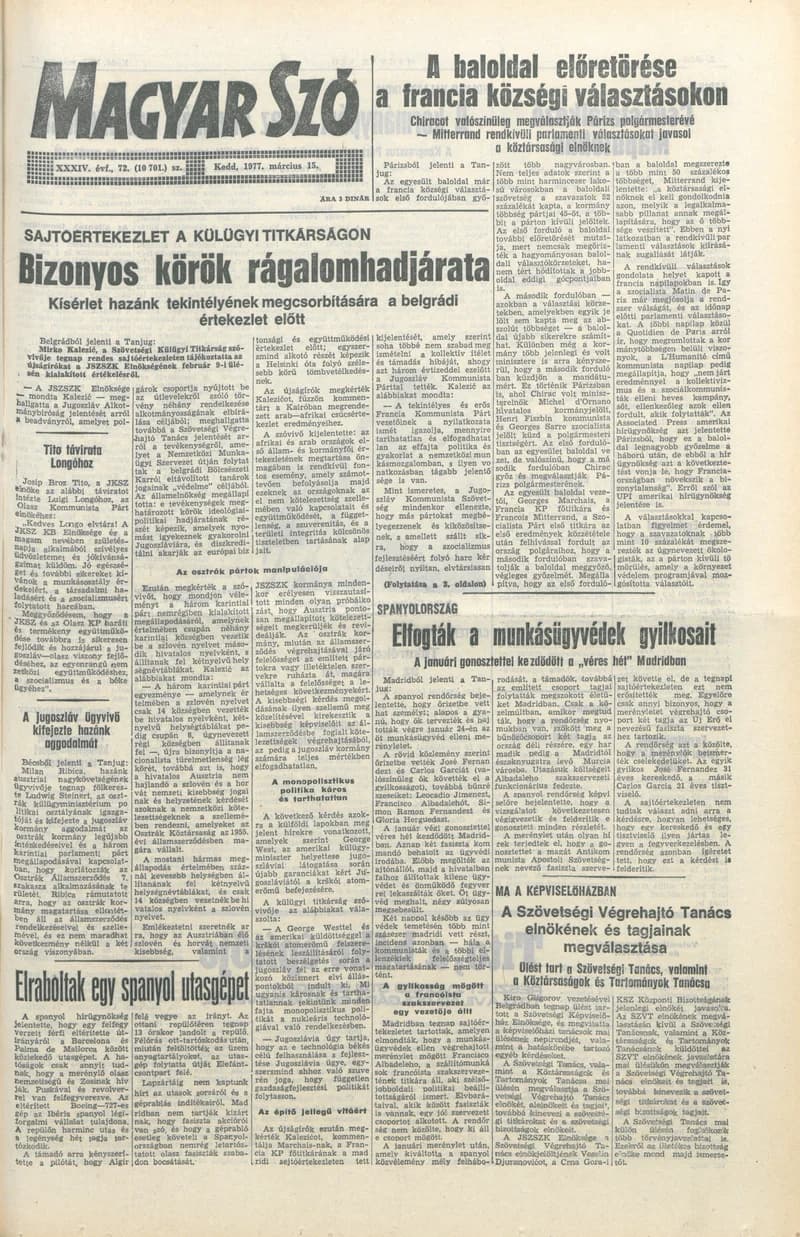 Magyar Szó, 34. évf. 1977. március 15. 72. sz.
