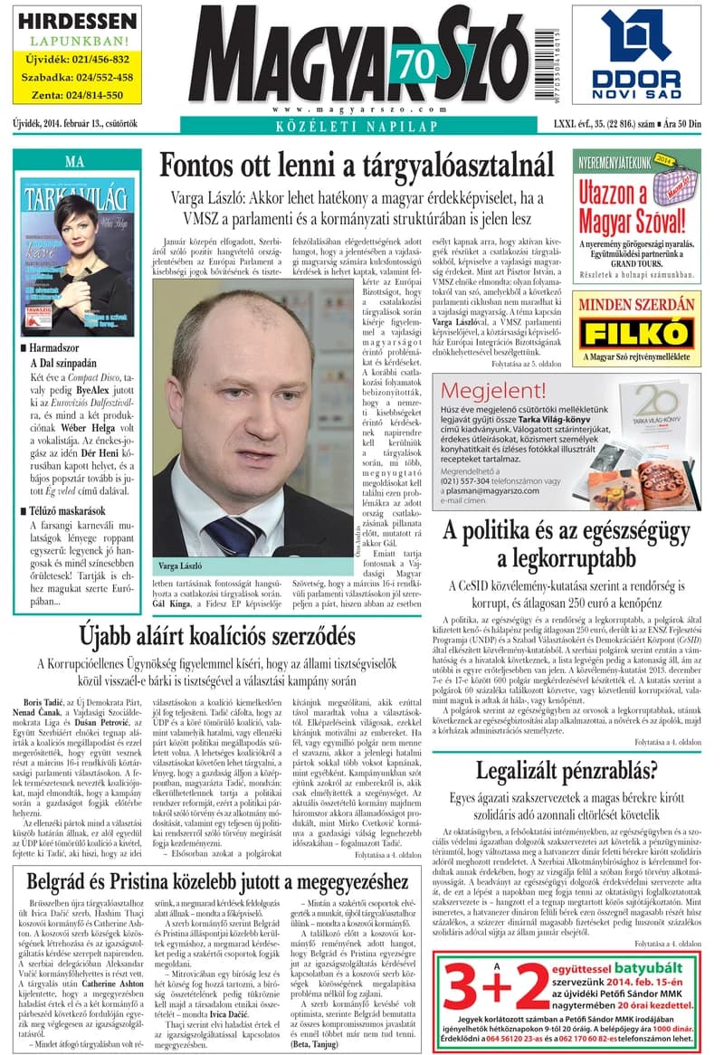 Magyar Szó, 71. évf. 2014. február 13. 35. sz. 1–20. oldal