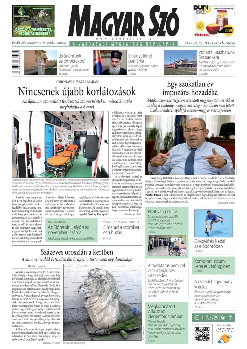 Magyar Szó, 77. évf. 2020. november 21. – 22. 269. sz. 1–32. oldal