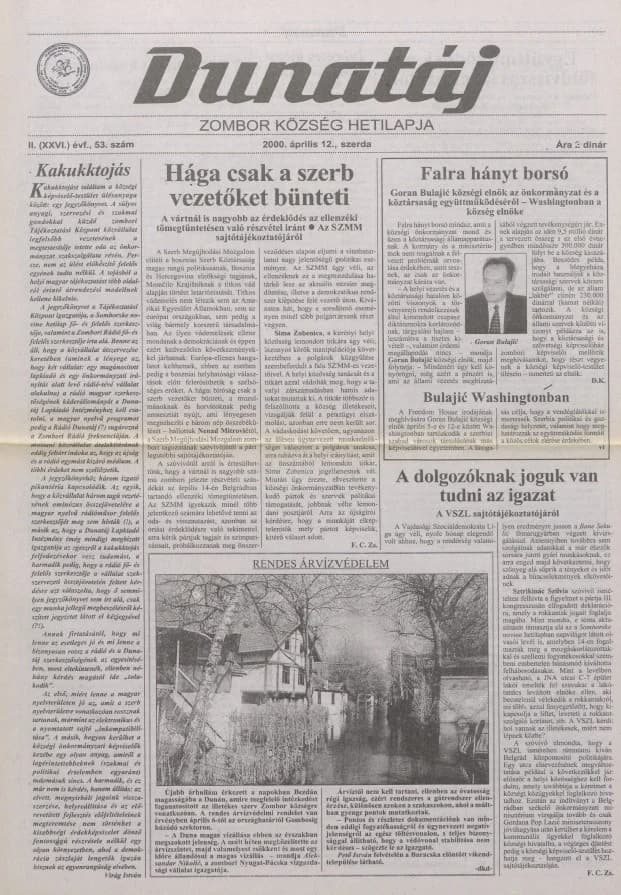 Dunatáj, 2. évf. 2000. április 12. 53. sz.