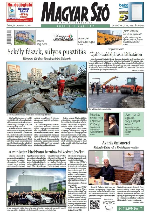 Magyar Szó, 74. évf. 2017. november 14. 266. sz. 1–20. oldal