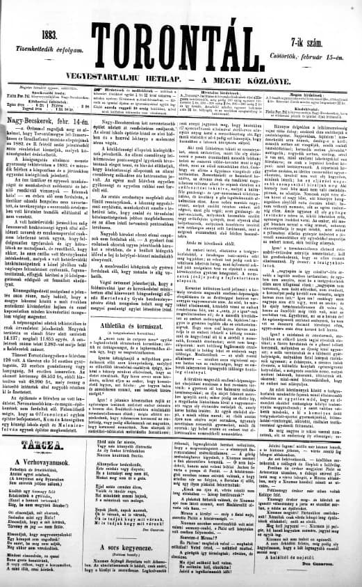 Torontál, 12. évf. 1883. február 15. 7. sz.
