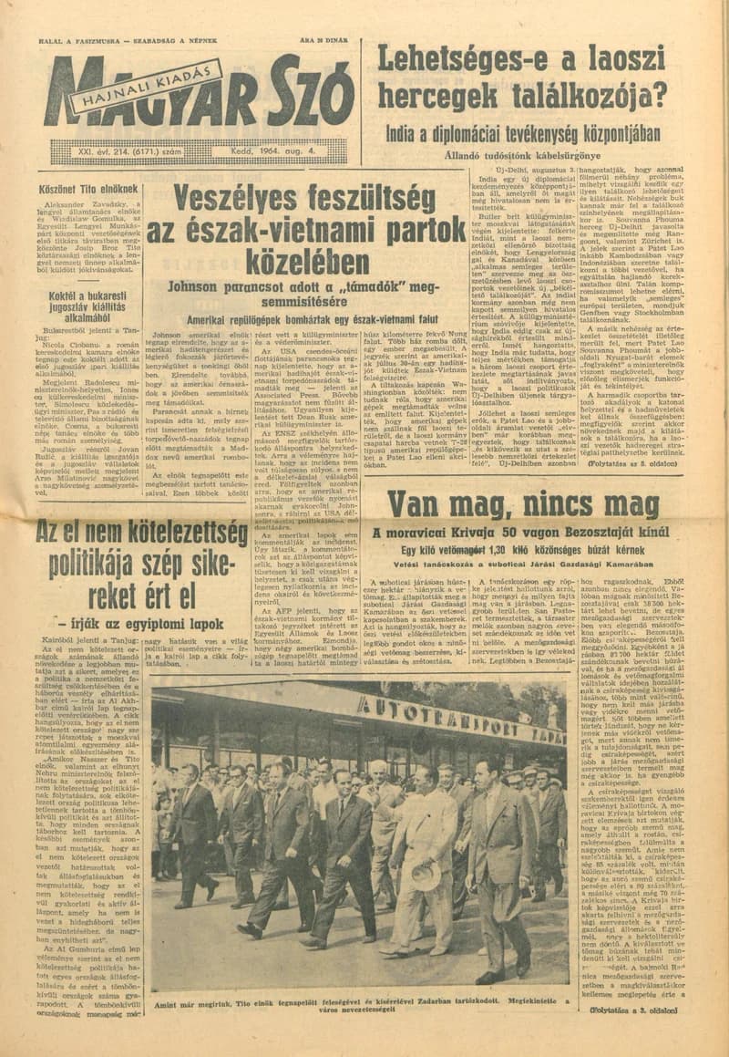 Magyar Szó, 21. évf. 1964. augusztus 4. 214. sz. 1–12. oldal