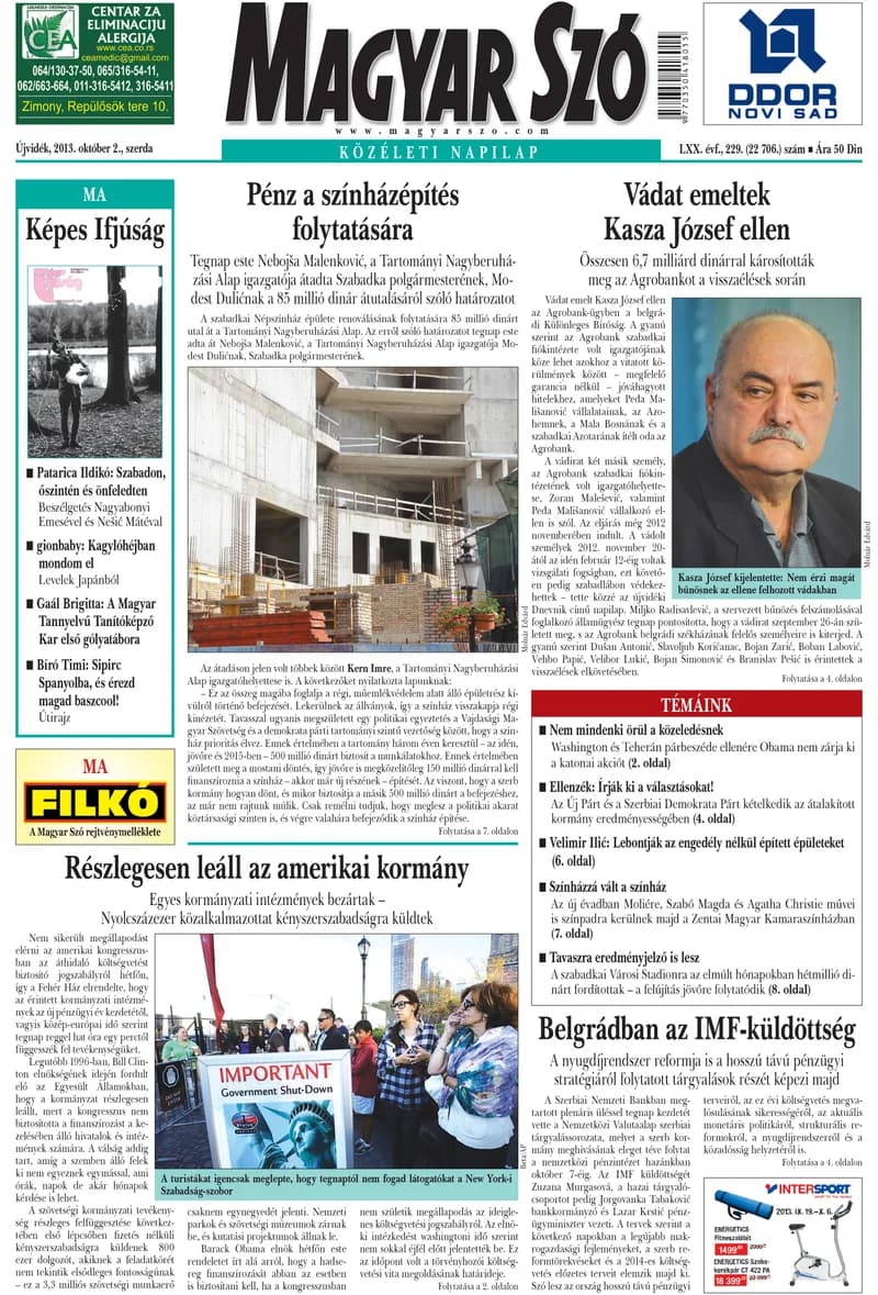 Magyar Szó, 70. évf. 2013. október 2. 229. sz. 1–20. oldal