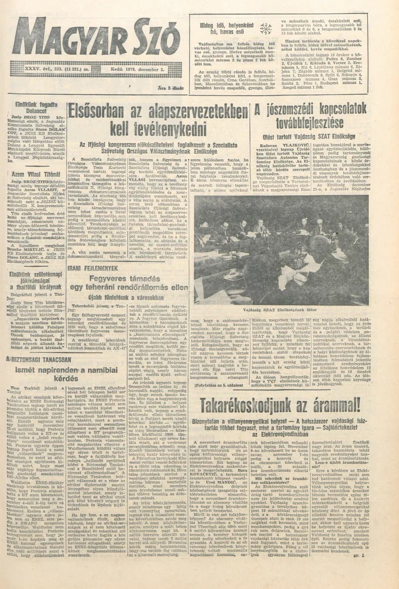 Magyar Szó, 35. évf. 1978. december 5. 333. sz. 1–20. oldal