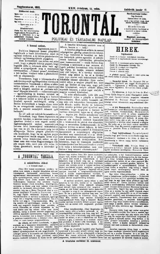 Torontál, 24. évf. 1895. január 17. 14. sz.