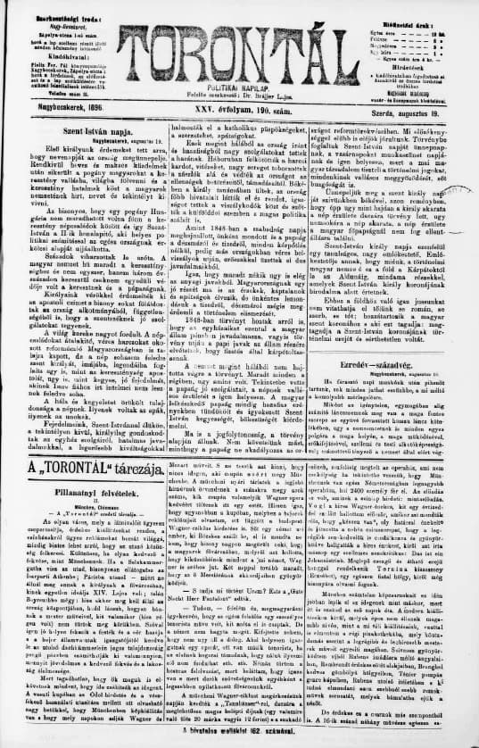 Torontál, 25. évf. 1896. augusztus 19. 190. sz.