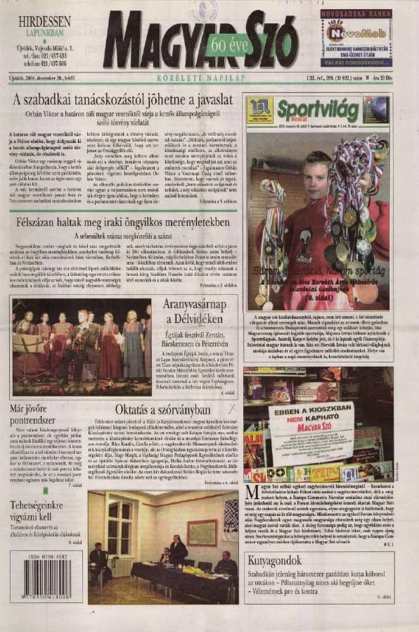 Magyar Szó, 61. évf. 2004. december 20. 299. sz. 1–12. oldal