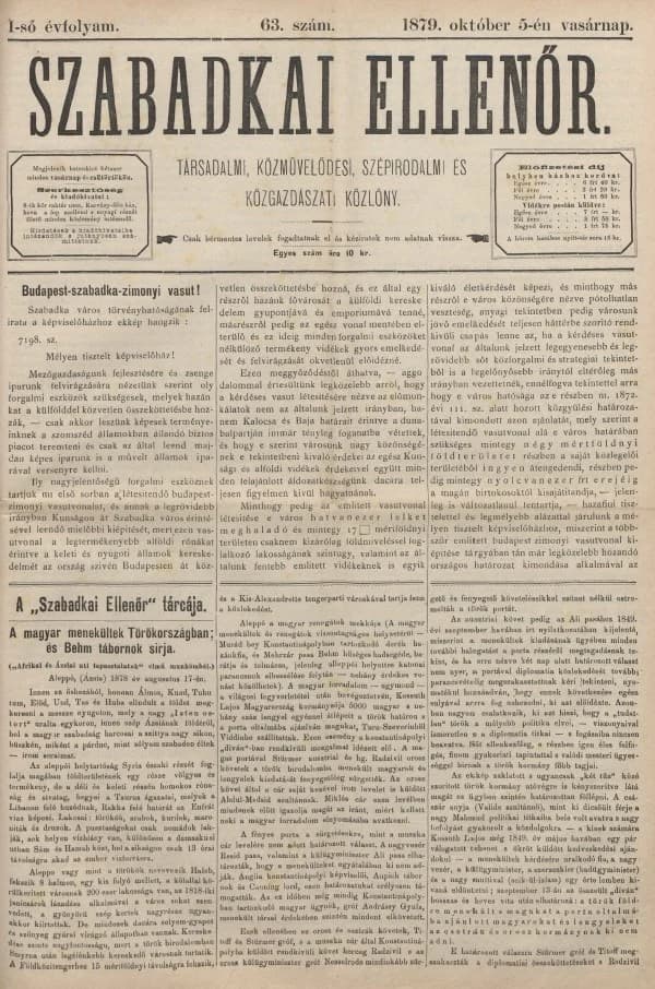 Szabadkai Ellenőr, 1. évf. 1879. október 5. 63. sz.